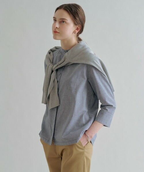 J.PRESS / ジェイプレス シャツ・ブラウス | リネンminiチェック バンドカラー ブラウス | 詳細4