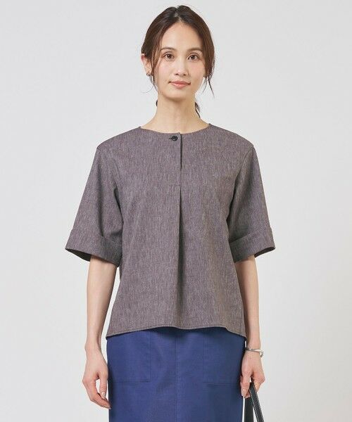 J.PRESS / ジェイプレス シャツ・ブラウス | リネンバイオシャンブレー ブラウス（ブラウン系）