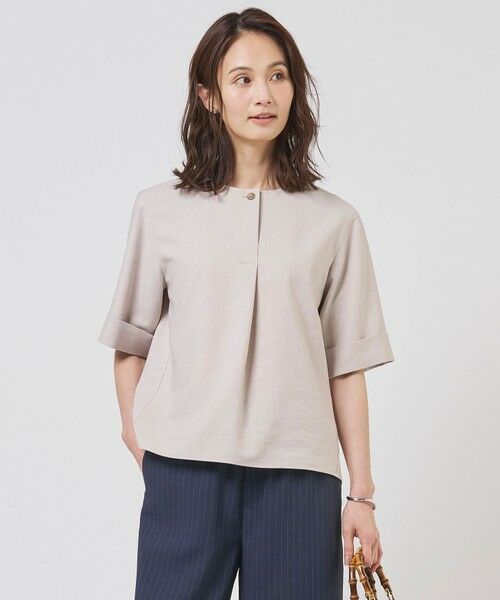 J.PRESS / ジェイプレス シャツ・ブラウス | リネンバイオシャンブレー ブラウス（ベージュ系）