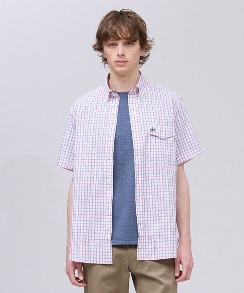 J.PRESS / ジェイプレス シャツ・ブラウス | 【Aero Weave】クールマックスサッカー チェック シャツ / B.D.（レッド系3）