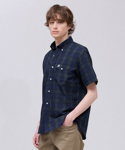 J.PRESS / ジェイプレス シャツ・ブラウス | 【Aero Weave】クールマックスサッカー チェック シャツ / B.D.（ネイビー系3）
