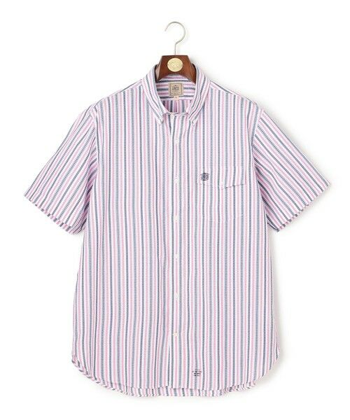 J.PRESS / ジェイプレス シャツ・ブラウス | 【KING SIZE / Aero Weave】クールマックスサッカー ストライプ シャツ / B.D.（ピンク系1）