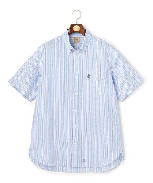 J.PRESS / ジェイプレス シャツ・ブラウス | 【KING SIZE / Aero Weave】クールマックスサッカー ストライプ シャツ / B.D.（サックスブルー系7）