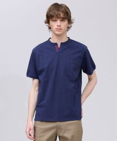 J.PRESS / ジェイプレス カットソー | コットンカノコ キーネックポケット Tシャツ