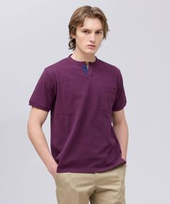 J.PRESS / ジェイプレス カットソー | コットンカノコ キーネックポケット Tシャツ