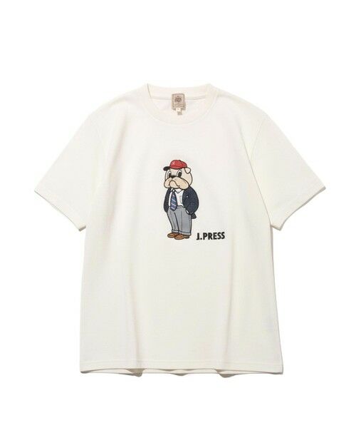 J.PRESS / ジェイプレス カットソー | 新デザイン【BULLDOG BOY】プリント Tシャツ（ホワイト系）