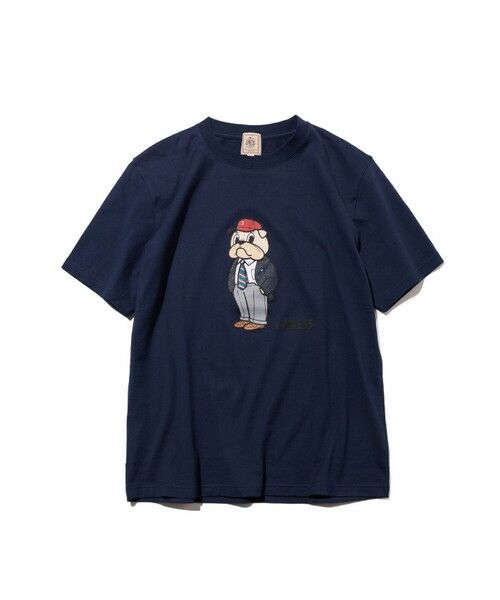 J.PRESS / ジェイプレス カットソー | 新デザイン【BULLDOG BOY】プリント Tシャツ（ネイビー系）