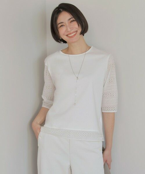 J.PRESS / ジェイプレス カットソー | 【一枚で着映え】スムースジャージー 刺繍 カットソー（ホワイト系）