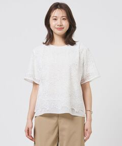 J.PRESS / ジェイプレス カットソー | レースコンビジャージー カットソー