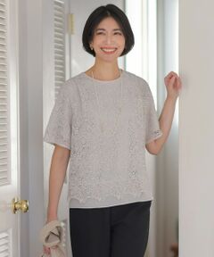 J.PRESS / ジェイプレス カットソー | レースコンビジャージー カットソー