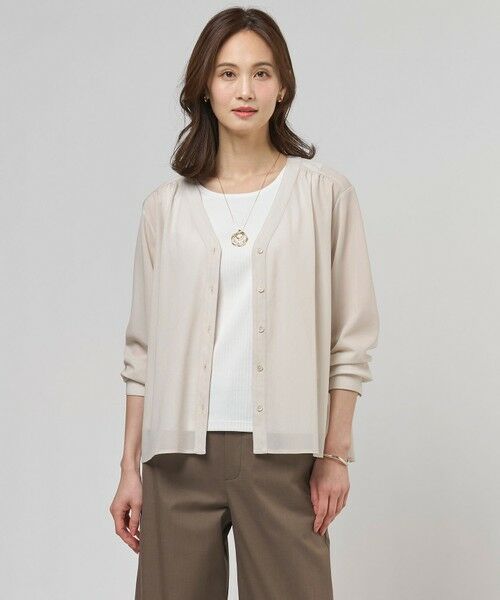 J.PRESS / ジェイプレス カーディガン・ボレロ | 【冷房対策に】シアードライトリコット Vネック カーディガン（グレージュ系）