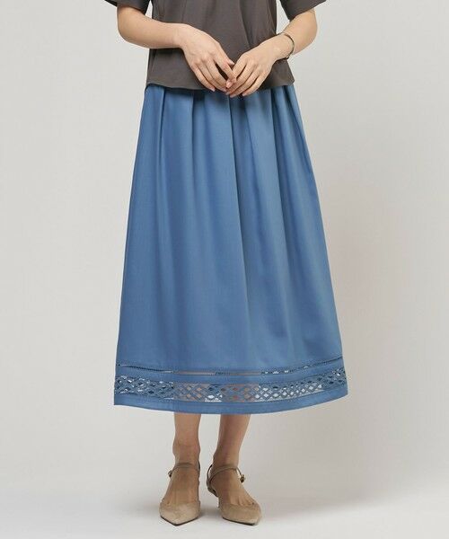 J.PRESS / ジェイプレス ミニ・ひざ丈スカート | 【セット着用可】スパンソフトクロス刺繍 スカート（ダルブルー系）