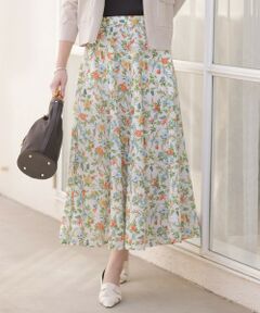 J.PRESS / ジェイプレス ミニ・ひざ丈スカート | スパンボタニカル プリント ロング フレア スカート