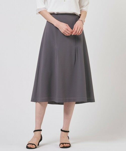 J.PRESS / ジェイプレス ミニ・ひざ丈スカート | シアーブロックチェック フレア スカート（スレート系）