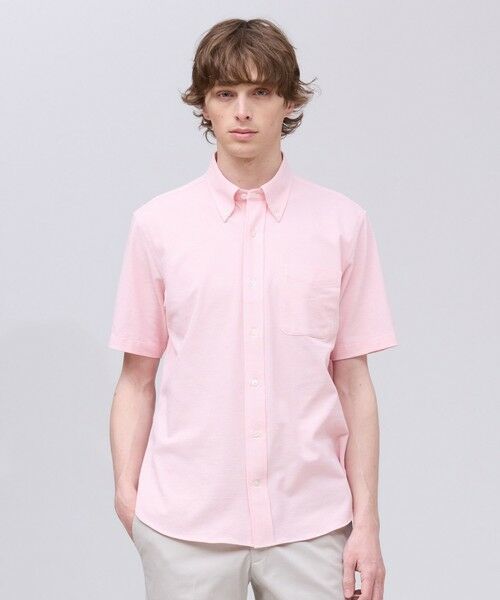 J.PRESS / ジェイプレス シャツ・ブラウス | 【吸水速乾 / 抗菌防臭 / 遮熱 / 防シワ】【J.PRESS OXFORD JERSEY】カノコインレイ半袖 シャツ / B.D.(ピンク系)