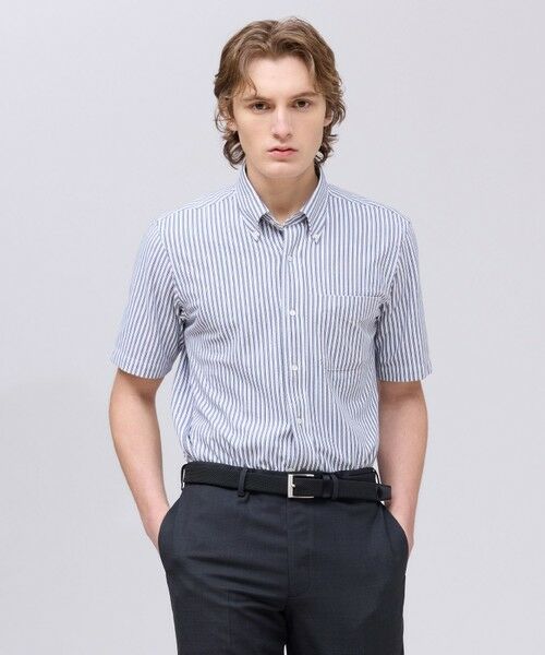 J.PRESS / ジェイプレス シャツ・ブラウス | 【吸水速乾 / 抗菌防臭 / 遮熱 / 防シワ】【J.PRESS OXFORD JERSEY】カノコインレイ半袖 シャツ / B.D.(ネイビー系1)