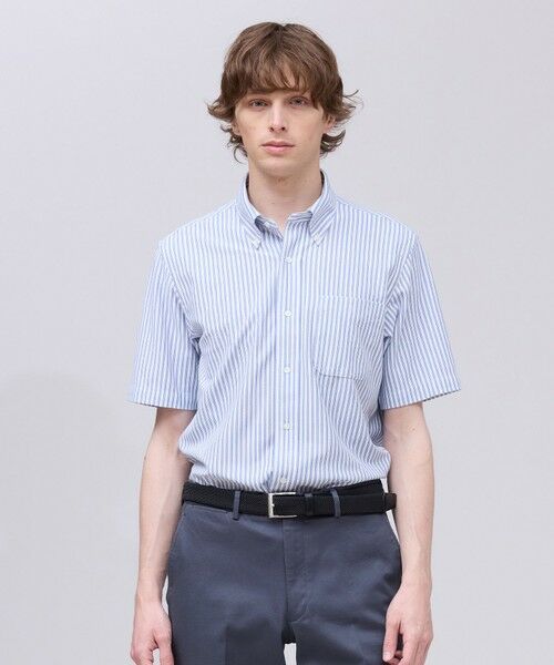 J.PRESS / ジェイプレス シャツ・ブラウス | 【吸水速乾 / 抗菌防臭 / 遮熱 / 防シワ】【J.PRESS OXFORD JERSEY】カノコインレイ半袖 シャツ / B.D.(サックスブルー系1)