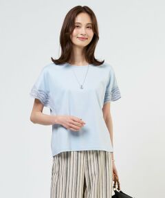 J.PRESS / ジェイプレス カットソー | 【一枚で着映え・シーンレスに活躍】コットンスムース レースデザイン カットソー