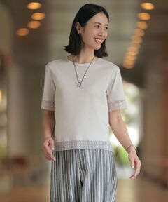 J.PRESS / ジェイプレス カットソー | 【一枚で着映え】コットンスムース レース カットソー