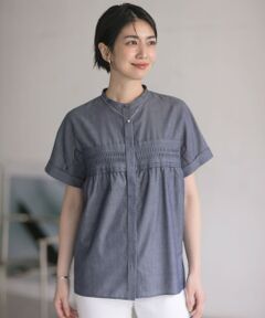 J.PRESS / ジェイプレス シャツ・ブラウス | シアーデニム フレンチスリーブ ブラウス