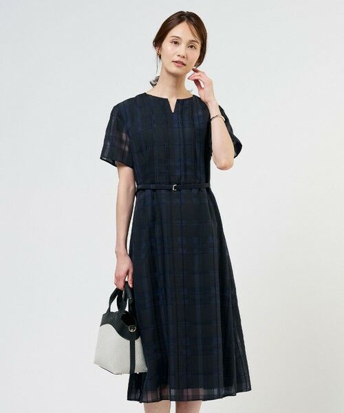 J.PRESS / ジェイプレス ロング・マキシ丈ワンピース | シャドーチェック ワンピース（ネイビーチェック系）