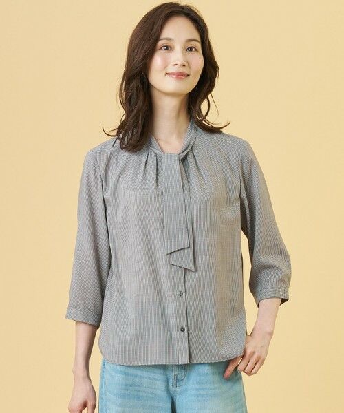 J.PRESS / ジェイプレス シャツ・ブラウス | 【シーンレスに活躍】ウォッシャブルキュプラツイル ボウタイ ブラウス（ダークブラウン系）