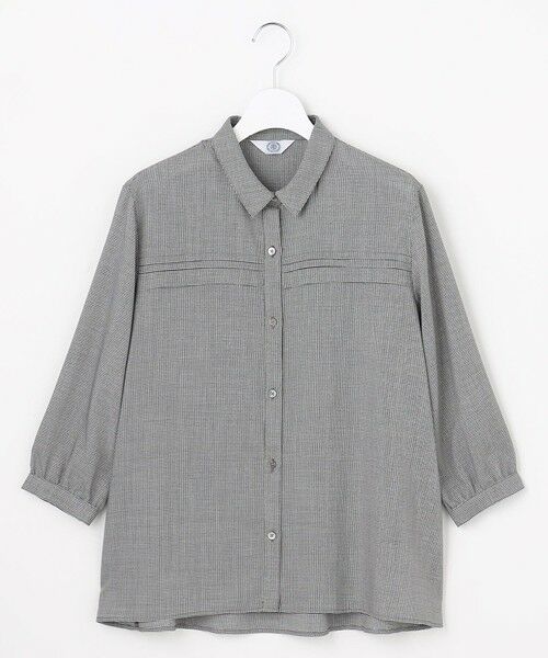 J.PRESS / ジェイプレス シャツ・ブラウス | 【シーンレスに活躍】ウォッシャブルキュプラツイル タックデザイン ブラウス（ブラック×ホワイトチェック系）