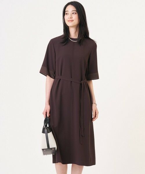 J.PRESS / ジェイプレス ロング・マキシ丈ワンピース | 【セットアップ対応・人気素材】Light ジョーゼット ワンピース（ダークブラウン系）
