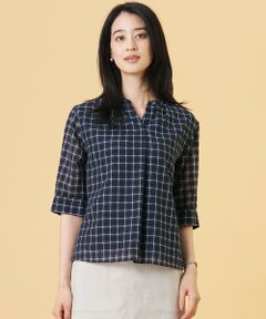 J.PRESS / ジェイプレス カットソー | シズルチェック バンドカラー カットソー