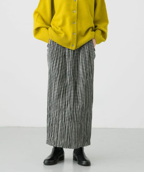 一部WEB限定カラー』ウールギンガムクリンクルスカート （スカート