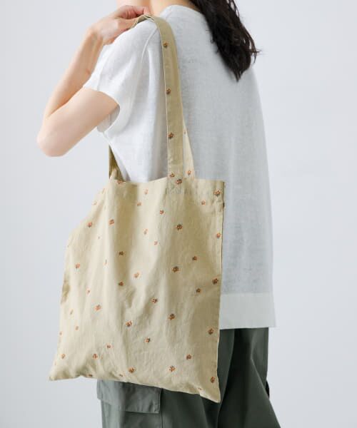 VOGUE 花柄刺繍 トートバッグ ヴィンテージフラワー 刺繍 大容量 トートバッグ 花柄 シンプル