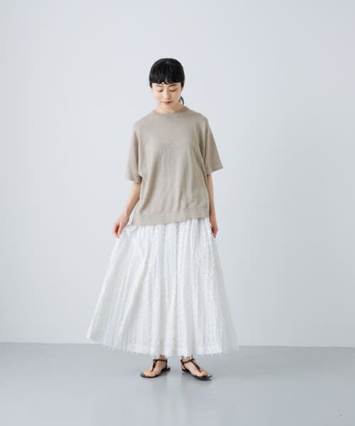 かぐれ　新品　今季　リネン半袖クルーネックニット　2025春夏 かぐれ｜リネン半袖クルーネックニット - かぐれ(カグレ