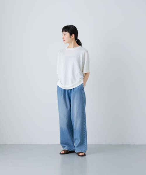 新品 かぐれ リネン半袖クルーネックニット NATURAL カグレ かぐれ リネン半袖クルーネックニット （NATURAL