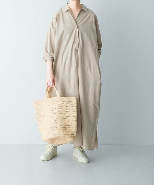 かぐれ / かぐれ ワンピース | 『2サイズ展開』コットンシルクシャツワンピース（ベージュ）