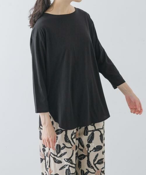 かぐれ / かぐれ Tシャツ | シフォン天竺7分袖カットソー（ブラック）