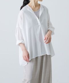 美品　かぐれ　長袖ブラウス　日本製　レーヨン　麻　茶色　ベージュ　フリーサイズ フレア袖レースブラウス 七分袖 レディース(M ブラック): 東京