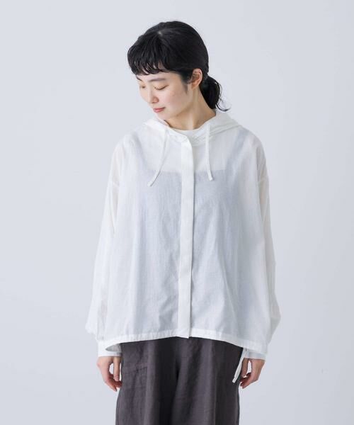 かぐれ / かぐれ シャツ・ブラウス | コットンシルクシアーフーディシャツ | 詳細8