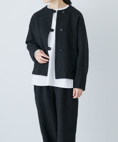 かぐれ / かぐれ ノーカラージャケット | ウールクルーネックジャケット | 詳細1