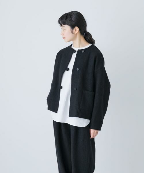 かぐれ / かぐれ ノーカラージャケット | ウールクルーネックジャケット | 詳細2