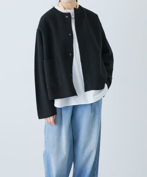 かぐれ / かぐれ ノーカラージャケット | 圧縮ウールショートジャケット | 詳細1