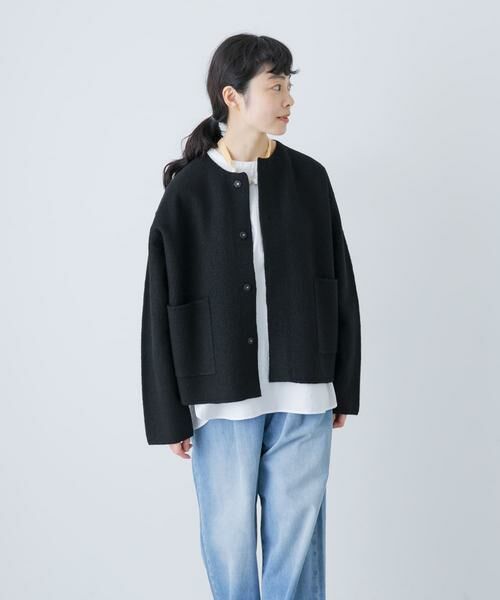かぐれ / かぐれ ノーカラージャケット | 圧縮ウールショートジャケット | 詳細2