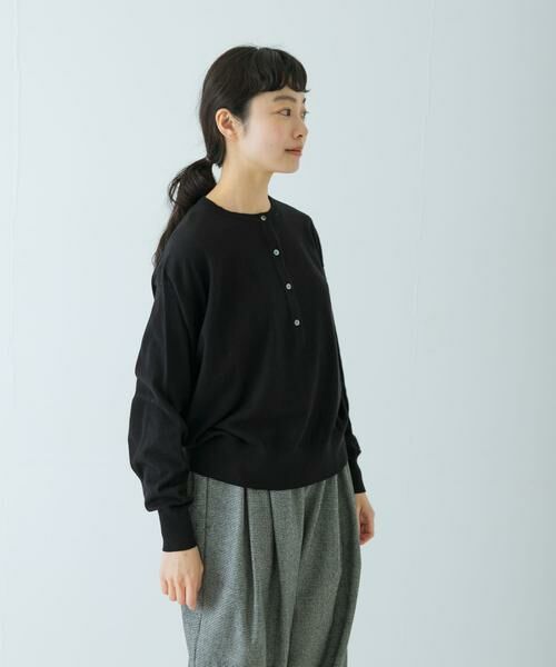 かぐれ / かぐれ ニット・セーター | コットンカシミヤヘンリーネックニット（ブラック）