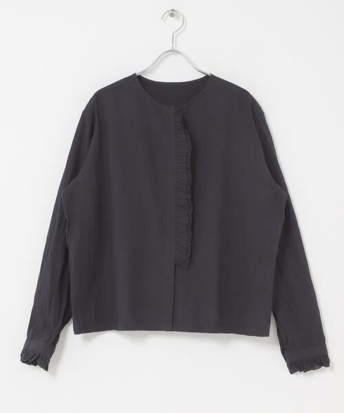 かぐれ / かぐれ シャツ・ブラウス | コットンリネンフリルブラウス（ネイビー）