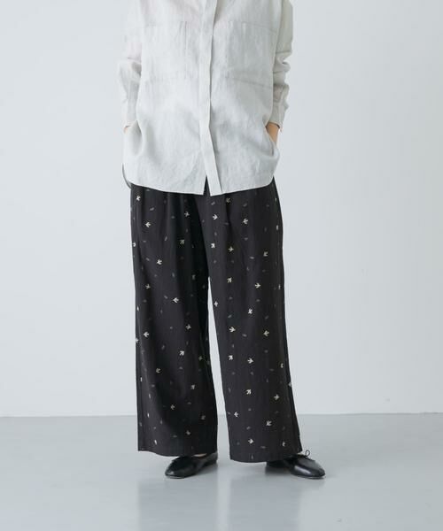 かぐれ / かぐれ その他パンツ | ツバメ刺繍イージーパンツ（ブラック）