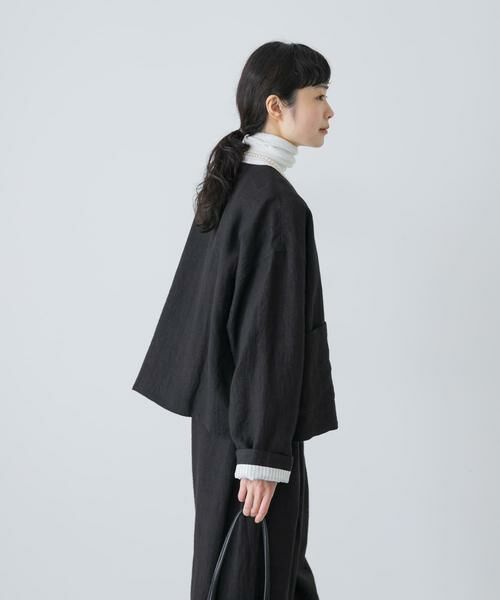 かぐれ / かぐれ ノーカラージャケット | リネンラミーノーカラージャケット | 詳細3
