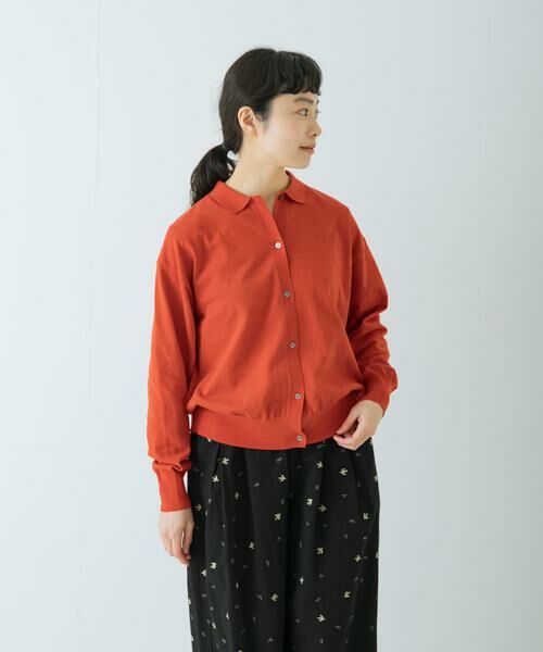 かぐれ / かぐれ カーディガン・ボレロ | コットンハイゲージポロニットカーディガン（レッド）