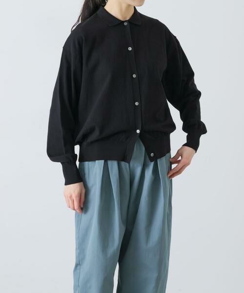 かぐれ / かぐれ カーディガン・ボレロ | コットンハイゲージポロニットカーディガン（ブラック）