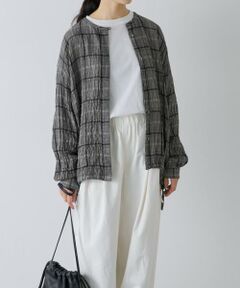 かぐれ / かぐれ シャツ・ブラウス | リネンレーヨンチェックシャツカーディガン