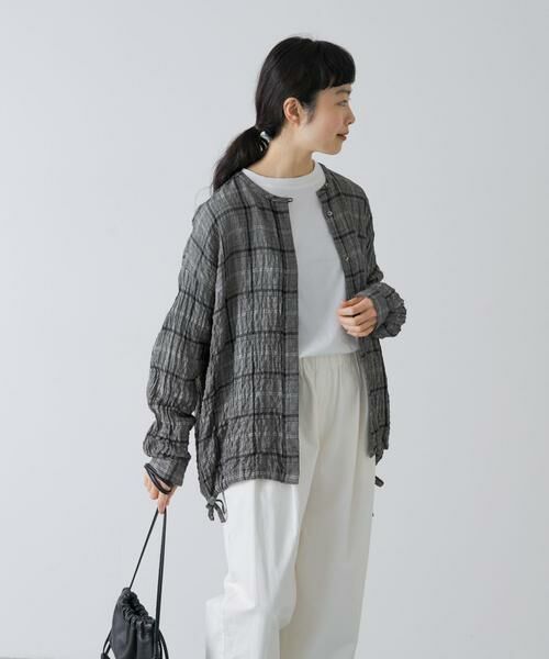かぐれ / かぐれ シャツ・ブラウス | リネンレーヨンチェックシャツカーディガン | 詳細2