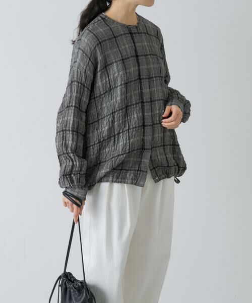 かぐれ / かぐれ シャツ・ブラウス | リネンレーヨンチェックシャツカーディガン | 詳細3